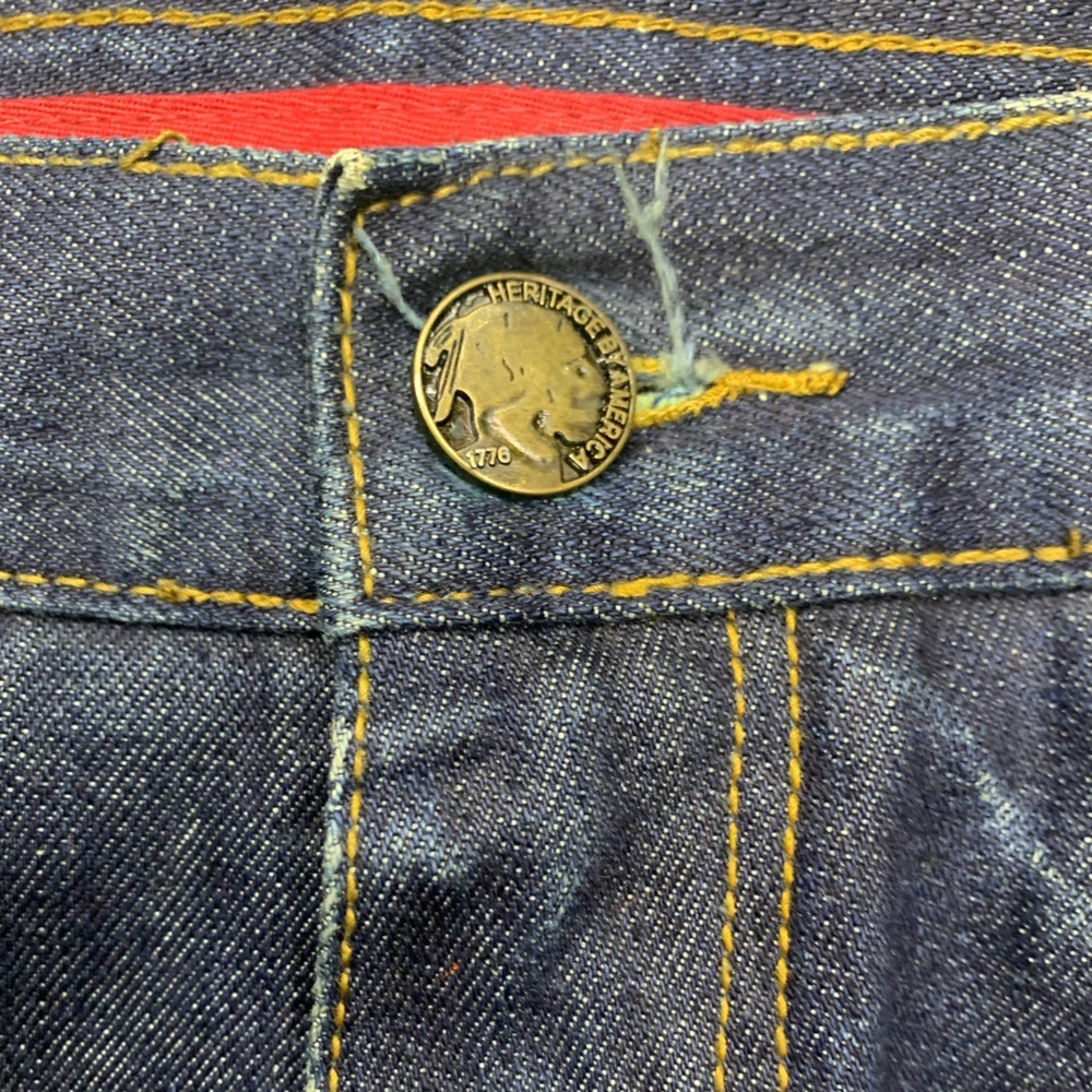The Heritage by America 1776 light acid wash deconstructed denim jeans 34/33 - Picture 10 of 13
